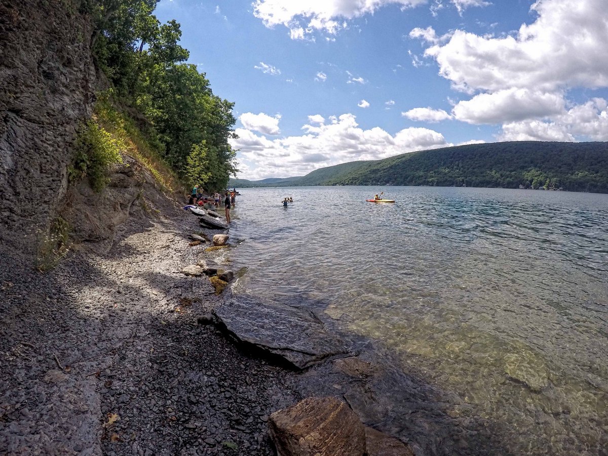 People kayaking on a lake