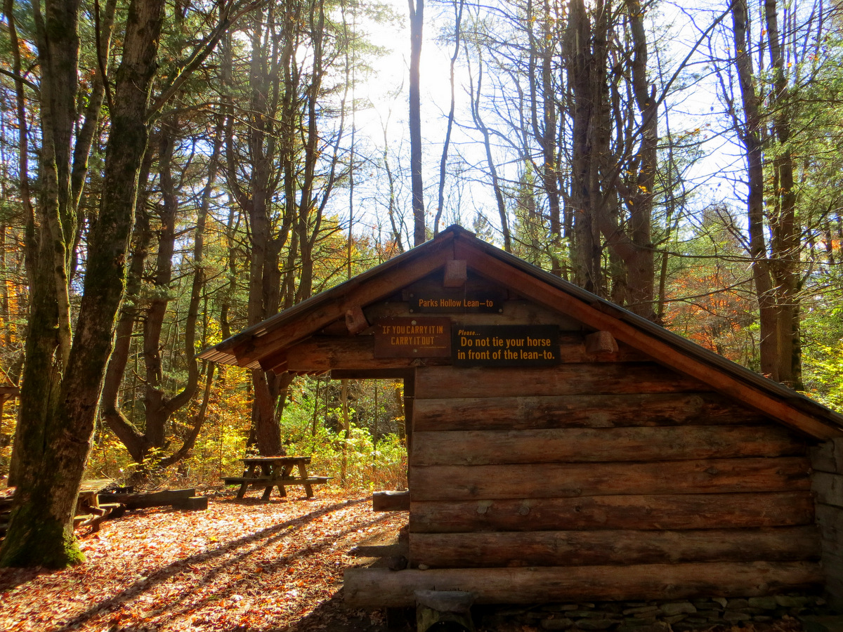 A side view of a lean-to