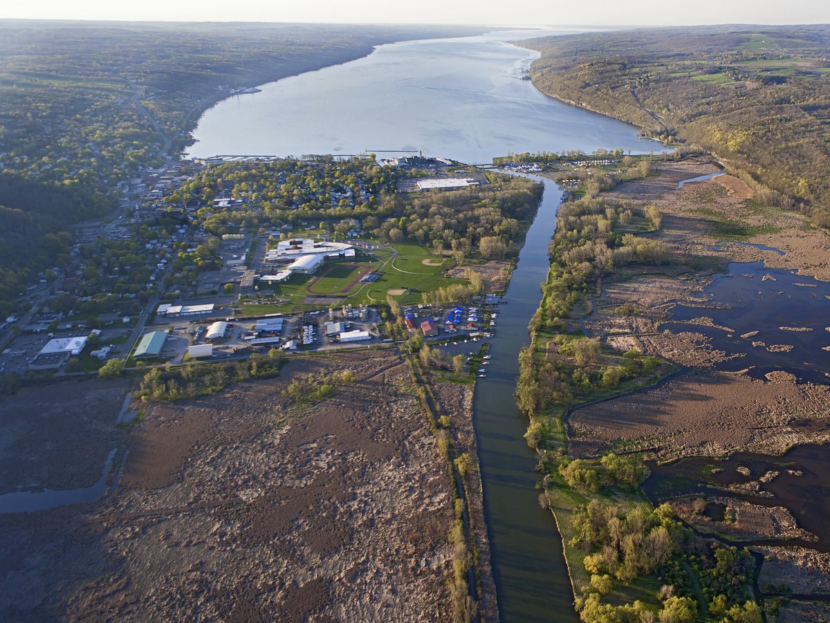 An aerial view of the south end of Seneca Lake